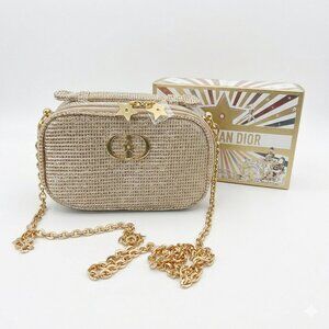*Dior Beauté Limited Edition Metallic Gold Glitter Cosmetic Case/crossbody bag 2